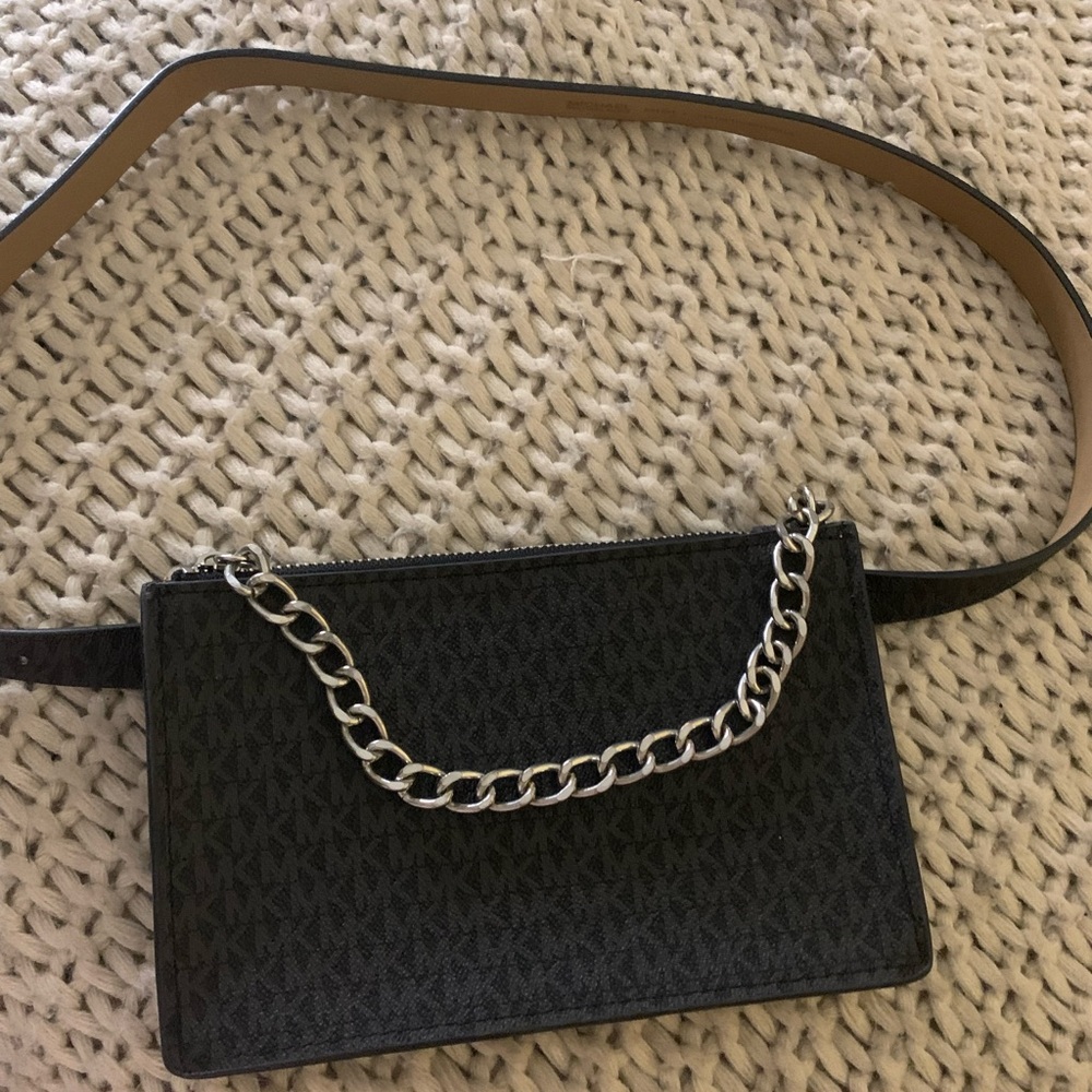 Michael Kors Black Crossbody Bag with Silver Chain